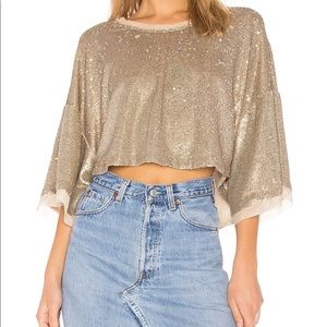 NWT Free People Champagne Dreams Tee (neutral)